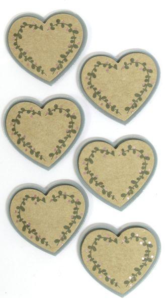 Sticker handmade; Herzen mit Blumenkranz