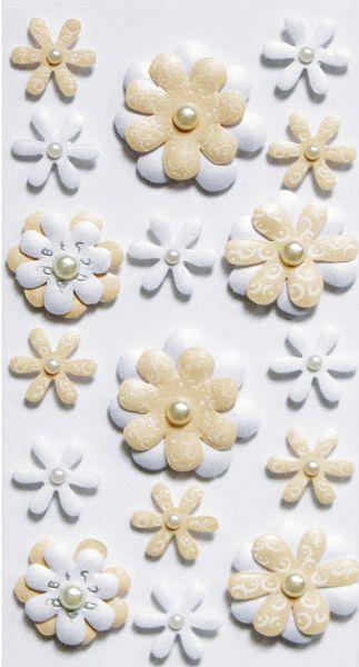Stickers handmade; Blumen Weiss/ Rosa/ Gold