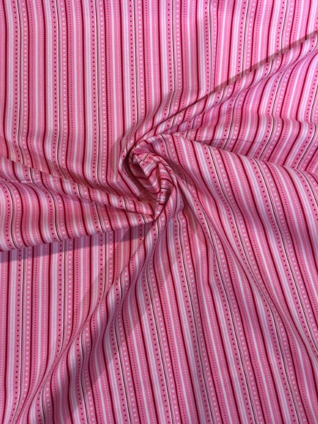 Stoff Baumwolle Streifen und Punkte, pink