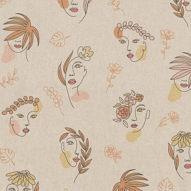 Stoff Baumwolle Panama Feminine Line Art