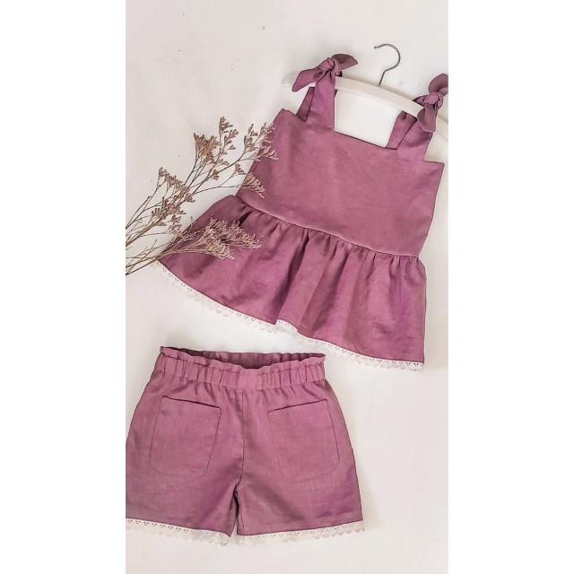 Stoff Leinen, Mulberry - 1