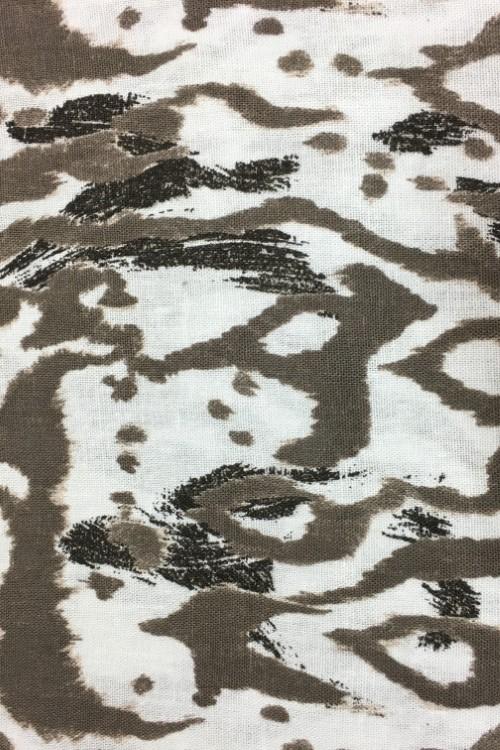 Stoff Leinen-Viskose Druck weiss-beige