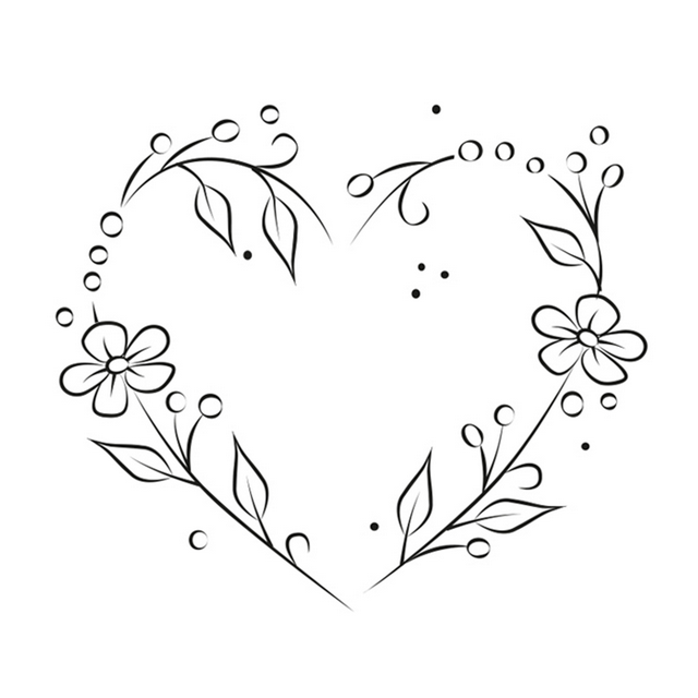 Stempel Herz mit Blumen - 1