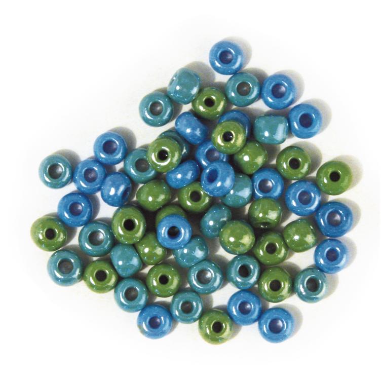 Glas-Großlochradl,opak, grün, blau Töne, ø 5,4 mm - 0