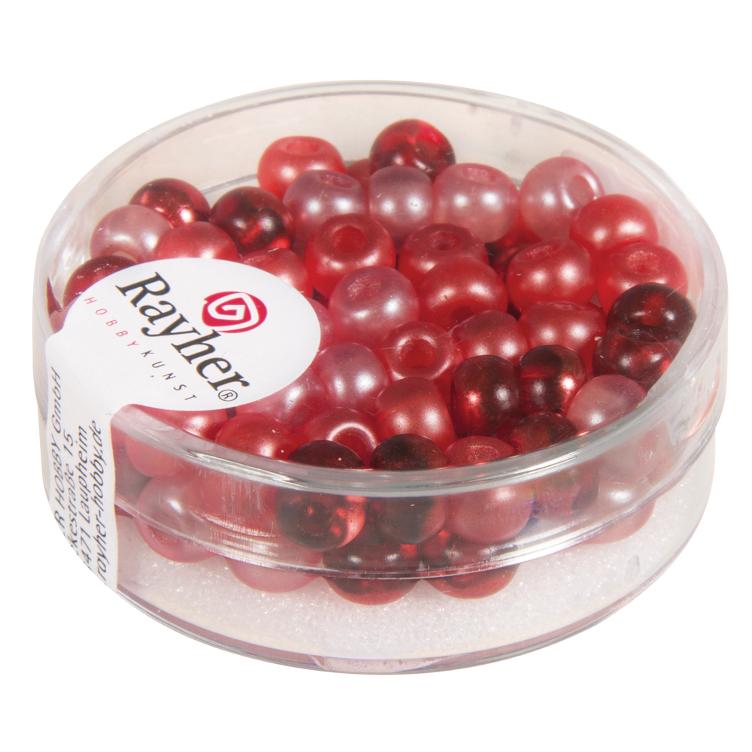 Rocailles-Mix mit Großloch, 5,5mm ø, rot-Töne