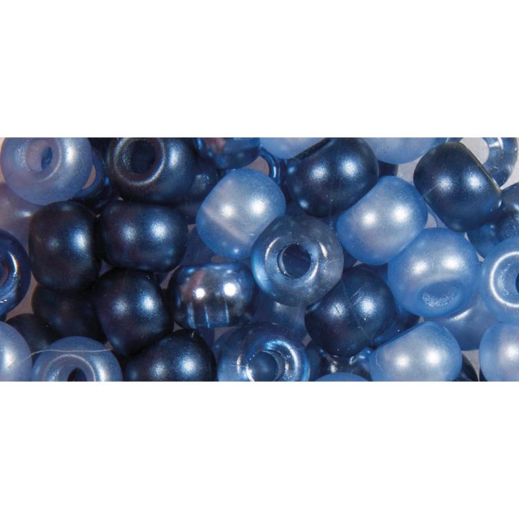 Rocailles-Mix mit Großloch, 5,5mm ø, blau-Töne - 0