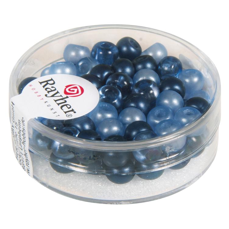 Rocailles-Mix mit Großloch, 5,5mm ø, blau-Töne