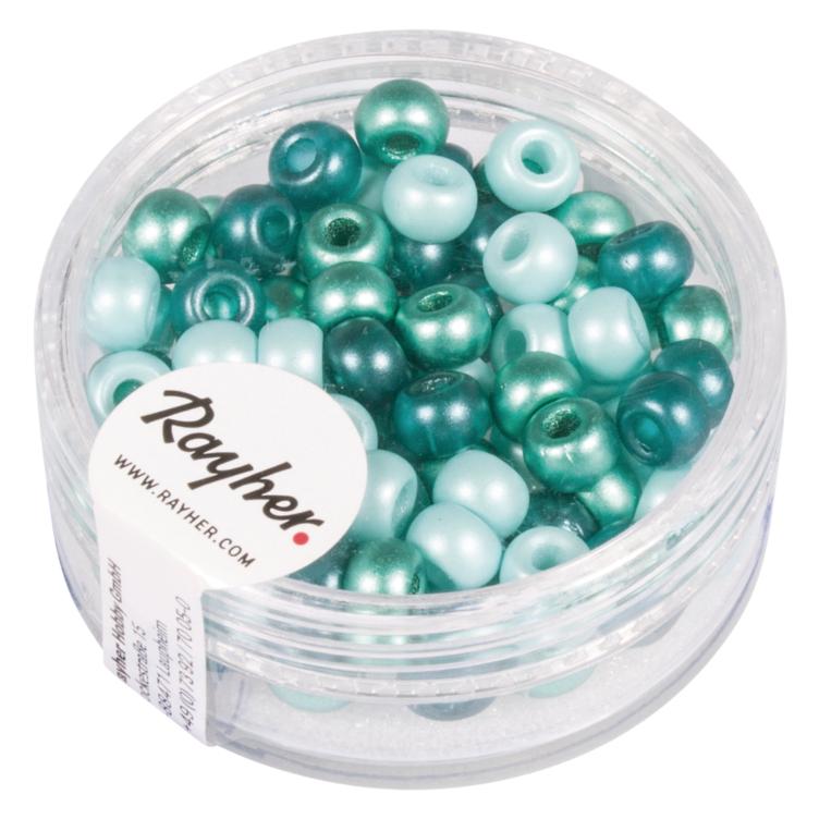 Rocailles-Mix mit Großloch, 5,5mm ø, mint-Töne