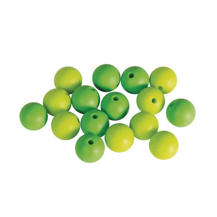 Silikonperlen, 12mm ø, Grüntöne