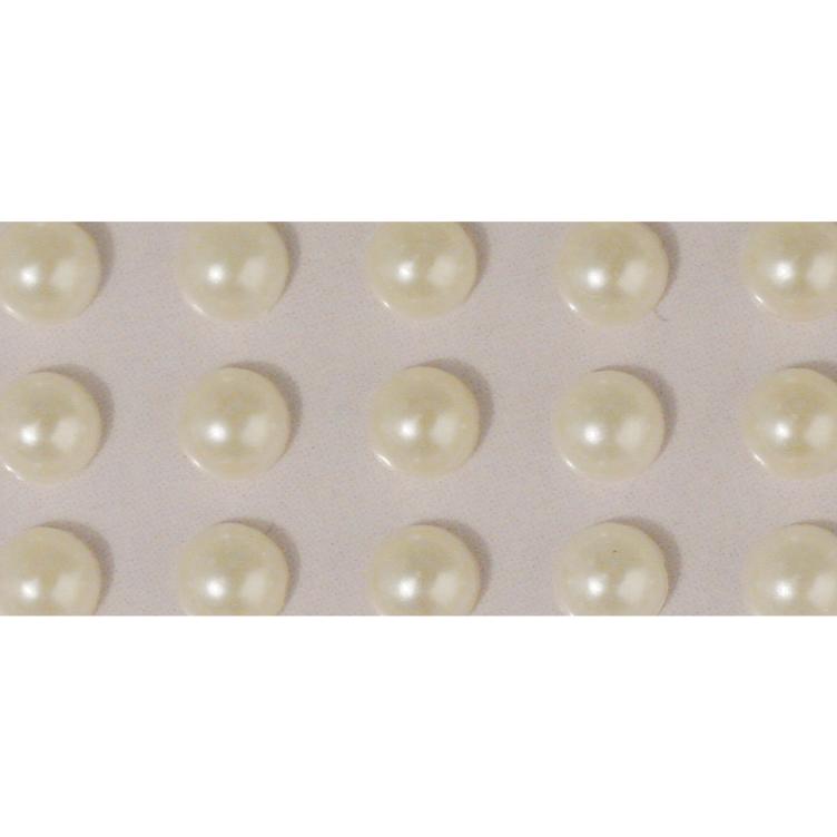 Plastik-Halbperlen, selbstklebend, creme
