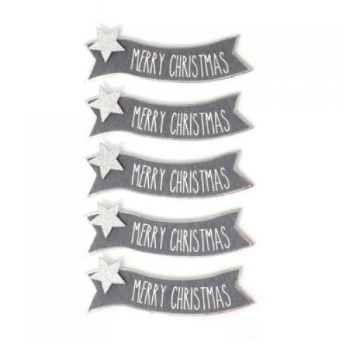 Sticker merry christmas silber