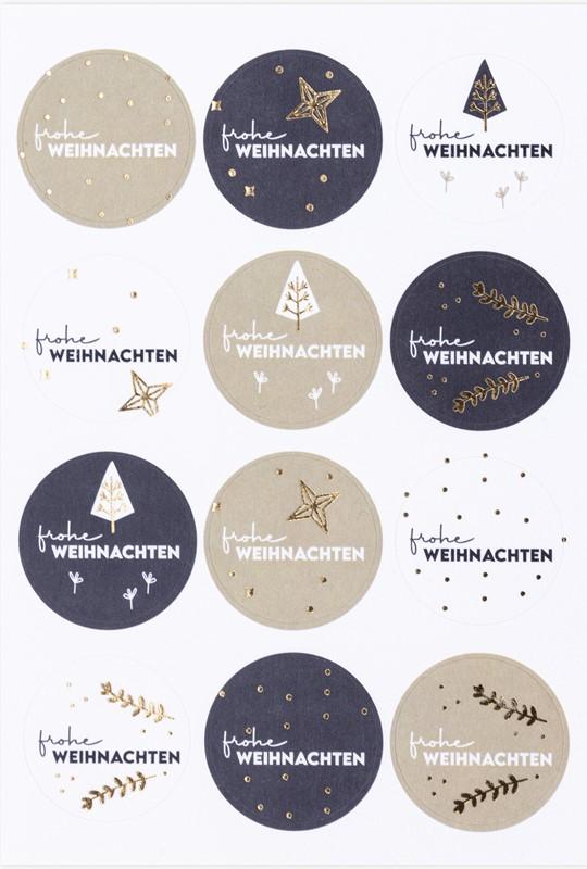 Sticker Rund Frohe Weihnachten