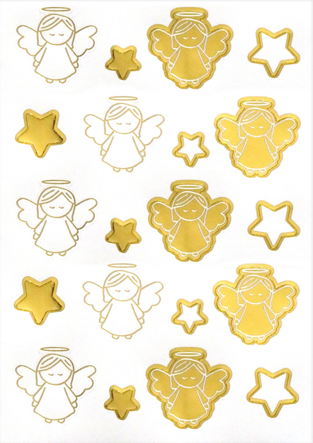 Sticker Engel und Sterne, gold