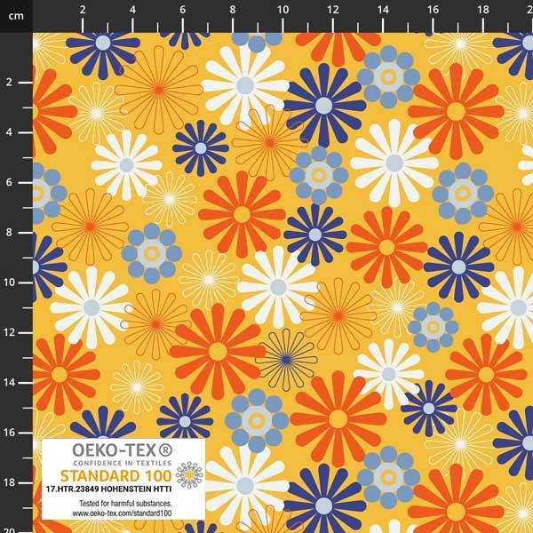 Stoff Jersey Flower Power gelb