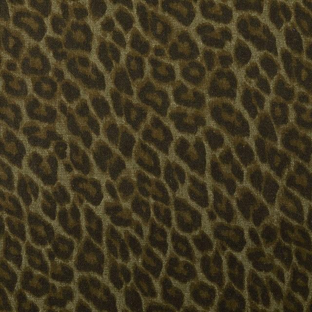 Stoff Jeans Leopard grün/schwarz