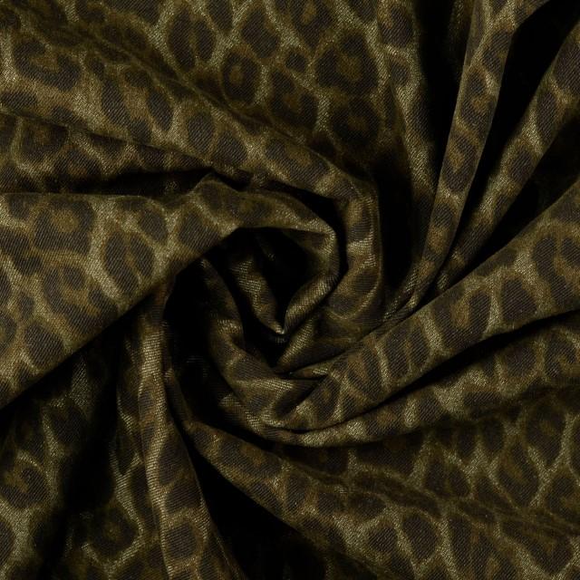 Stoff Jeans Leopard grün/schwarz