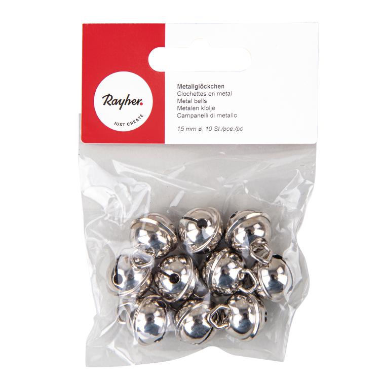Deko-Metallglöckchen kugelförmig, 15mm ø, platin