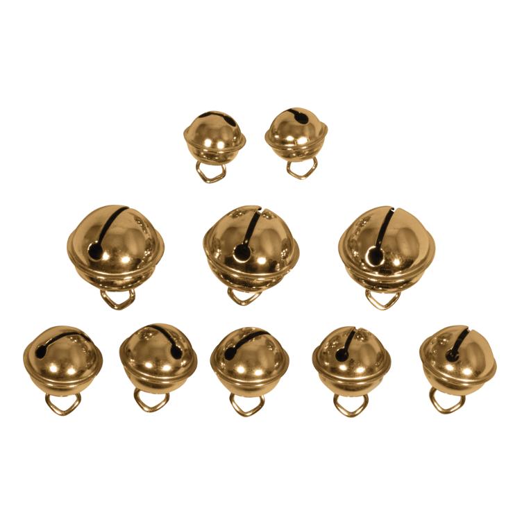 Deko-Metallglöckchen Mix, kugelförmig gold - 0