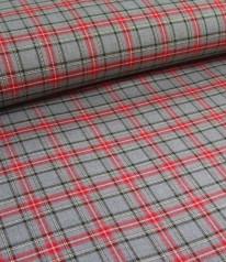 Stoff Scottisch Check grau/rot