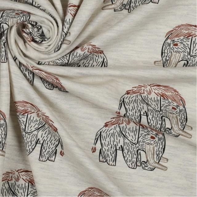 Stoff Jersey, Mammut ecru-nature - 0