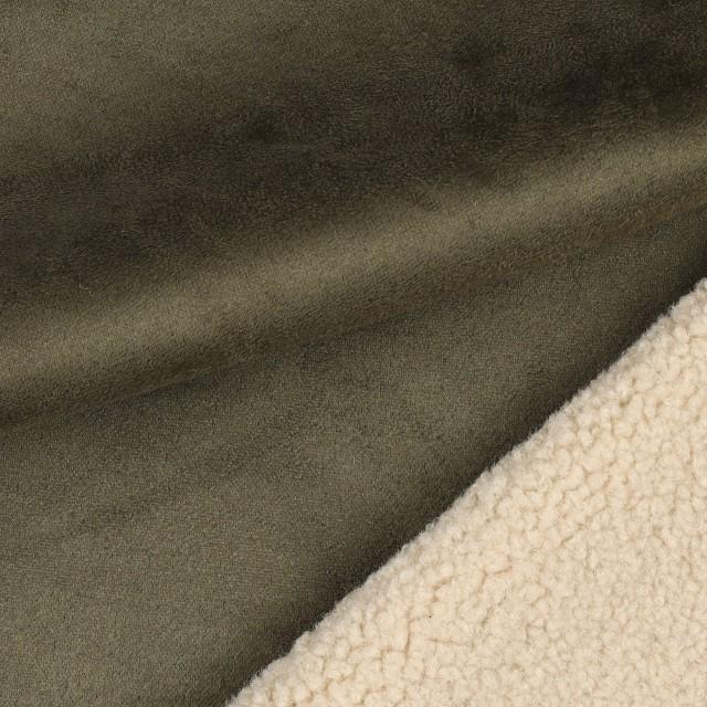 Stoff Teddy Lammy Velours Army Green - 2