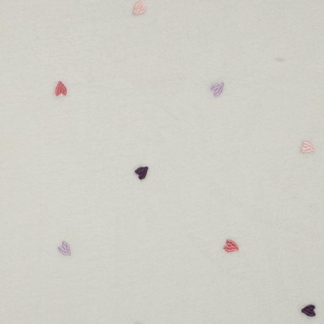 Stoff Teddy Embroidery Hearts ecru