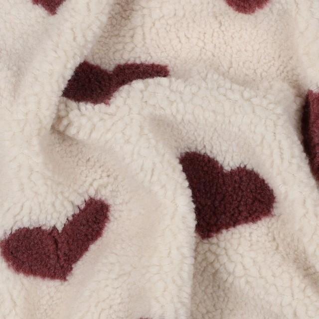 Stoff Teddy, Hearts Bordeaux - 1