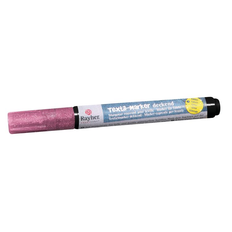 Textil-Marker Glitter deckend, pink, Rundspitze 1-2 mm, mit Ventil
