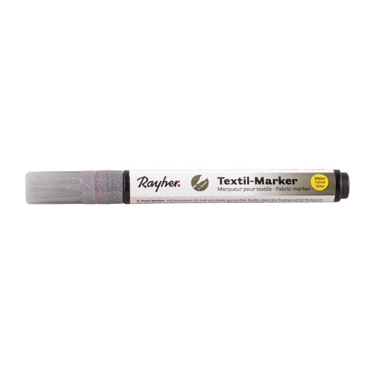 Textil-Marker Glitter deckend, brill.silber, Rundspitze 1-2 mm