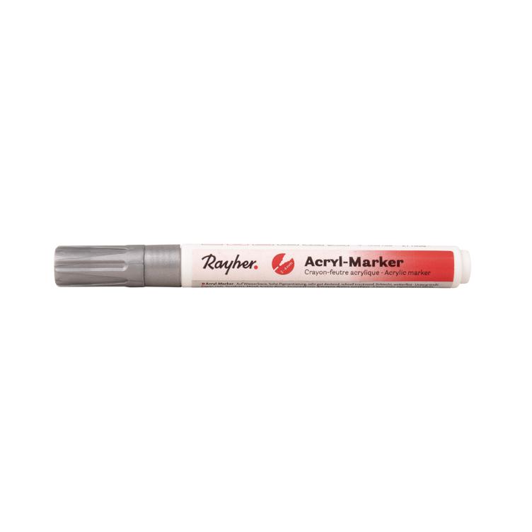 Acryl-Marker, silber, Rundspitze 2-4 mm, mit Ventil