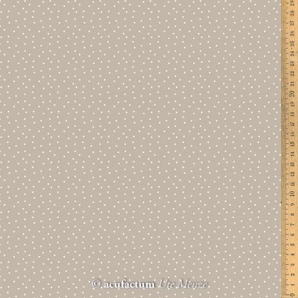 Stoff Tupfen taupe-weiss