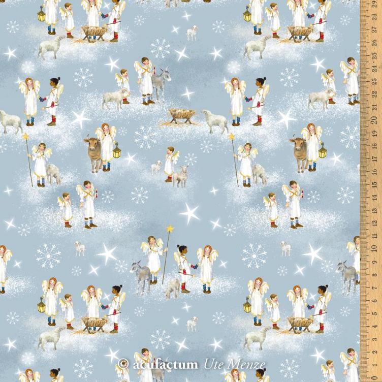 Stoff Baumwolle Krippenengel hellblau