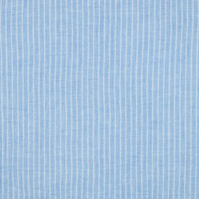 Stoff Musselin Yarn Dyed Stripes light blue - 3