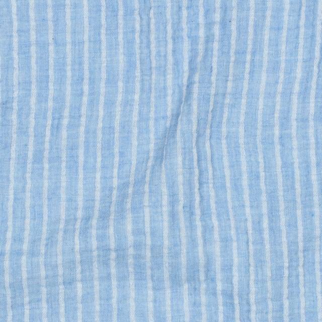 Stoff Musselin Yarn Dyed Stripes light blue