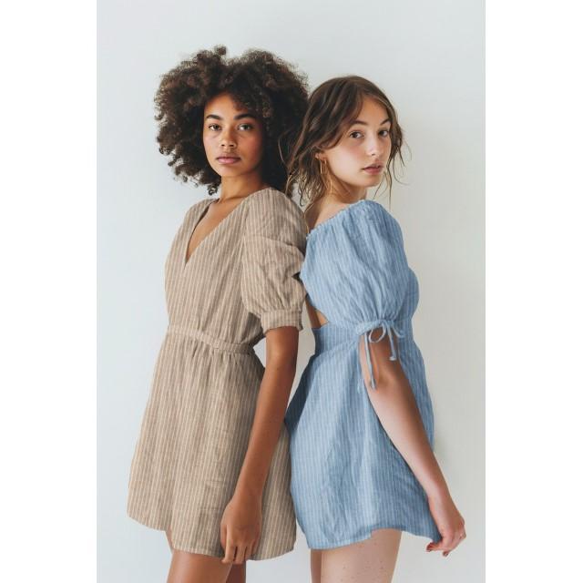 Stoff Musselin Yarn Dyed Stripes light blue - 2