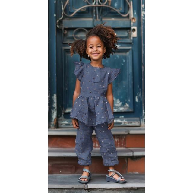 Stoff Denim Foil Hearts Animal - 0