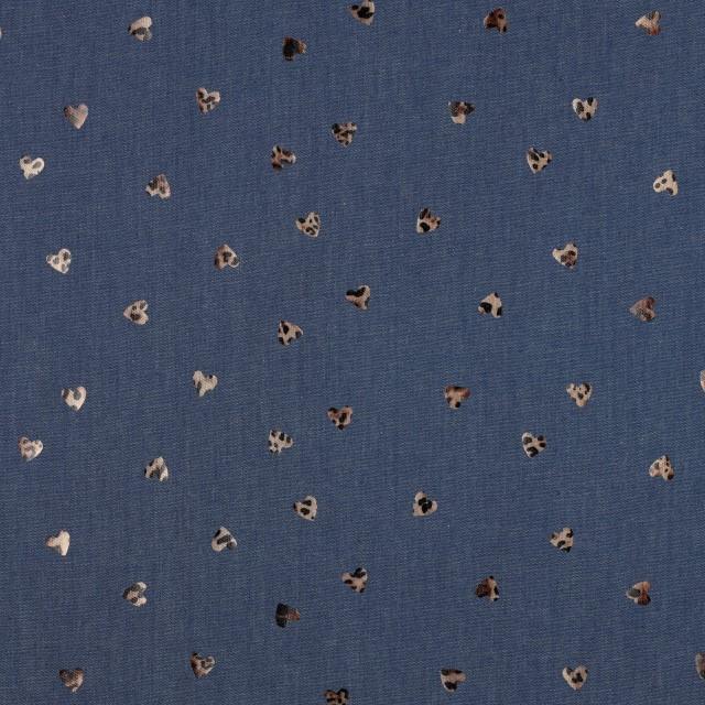 Stoff Denim Foil Hearts Animal - 1