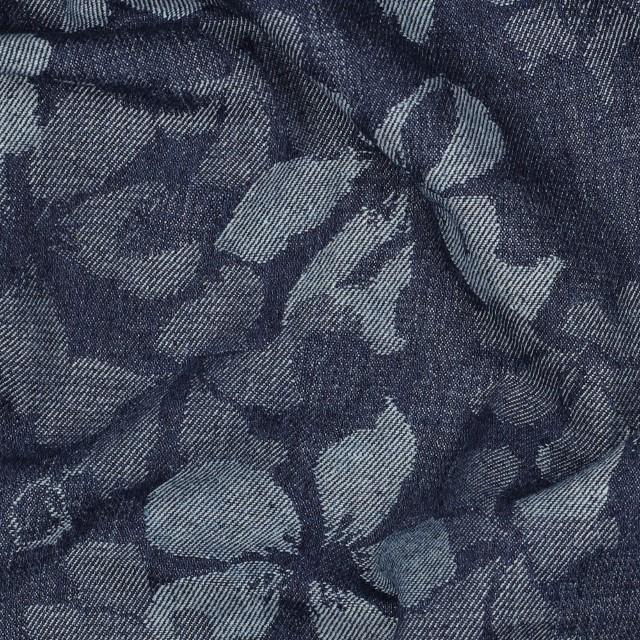 Stoff Denim Jacquard Flowers Indigo - 2