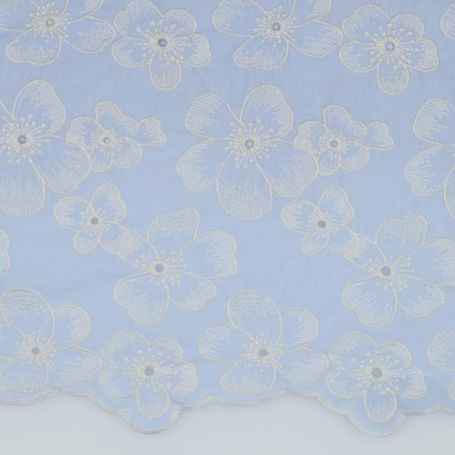 Stoff Baumwolle Bestickt, light blue