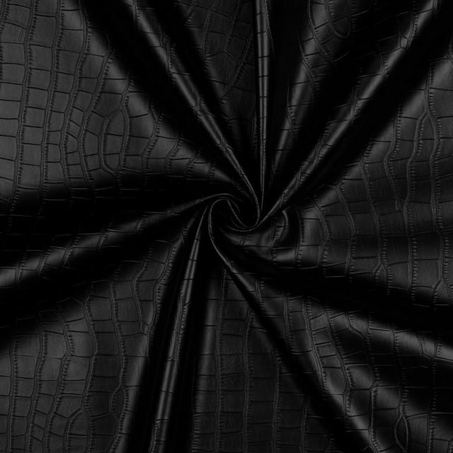 Stoff Kunstleder, Krokodil schwarz - 1