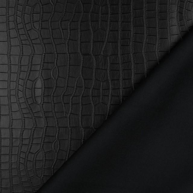Stoff Kunstleder, Krokodil schwarz - 2
