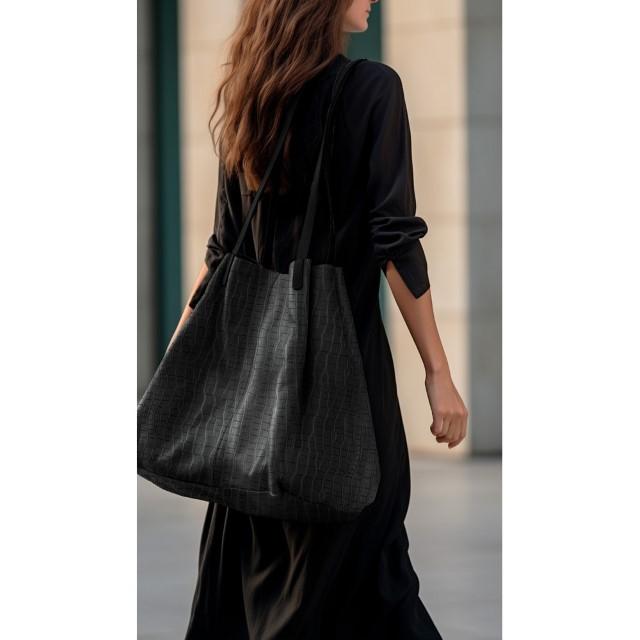 Stoff Kunstleder, Krokodil schwarz - 3