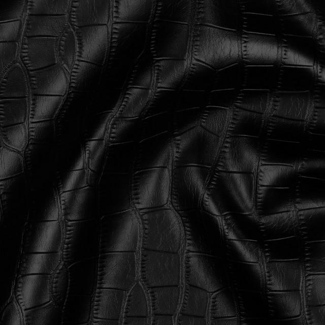 Stoff Kunstleder, Krokodil schwarz - 0