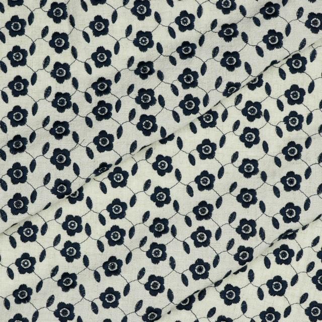 Stoff Leinen/Viskose Embrodery navy