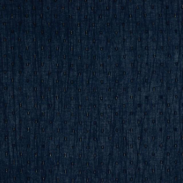 Stoff Baumwolle, Creppe, Blau mit Goldsprinkel