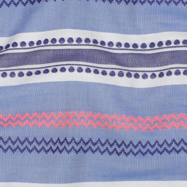 Stoff Baumwolle Jacquard blau, neonpink - 0