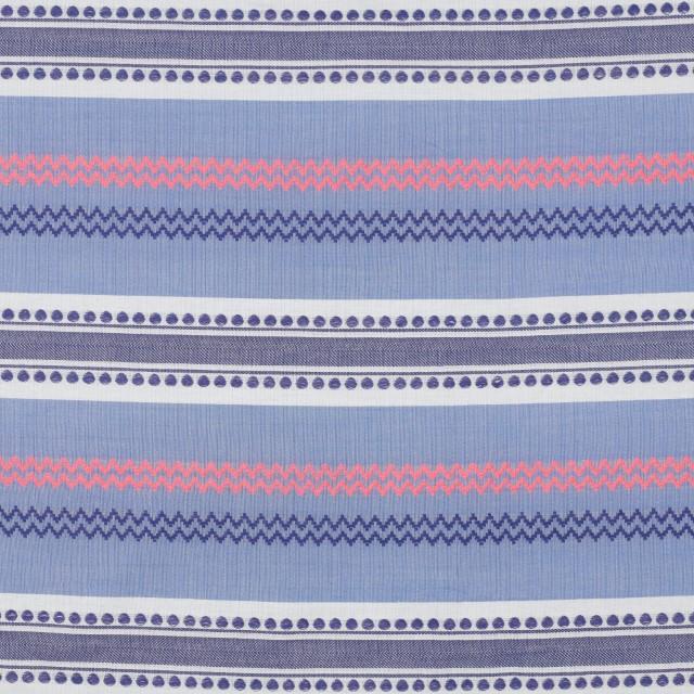 Stoff Baumwolle Jacquard blau, neonpink