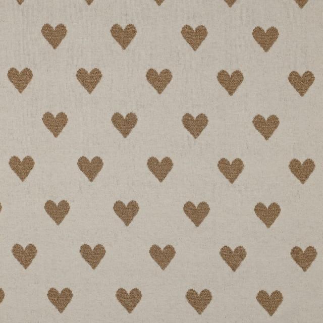 Stoff Knitted Jacquard Lurex Hearts gold - 0