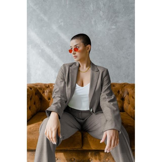 Stoff Knitted Wool meliert taupe - 3