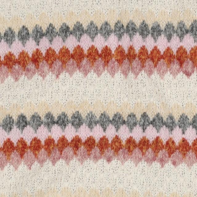 Stoff Strick Stripes dark rose-beige - 2